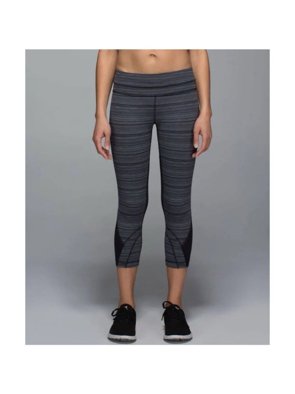 Lululemon Run Inspire Crop II Luxtreme Legging 4 Cyber Stripe Black Mesh Pocket - Picture 10 of 10